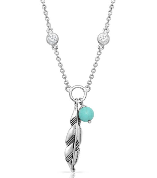Montana Silversmiths Charming Feather and Turquoise Necklace, NC4827
