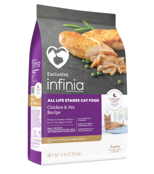 Infinia Grain-Free All Life Stages Chicken and Pea Recipe Cat Food, 5 lb.