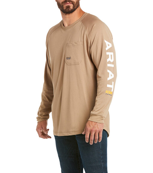 Ariat Men's Rebar Long Sleeve Logo Work T-Shirt, 10031034