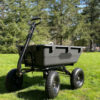 4-Wheel Poly Dump Cart 1200lb Capacity with Hitch/Handle