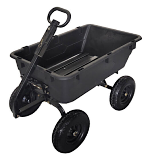4-Wheel Poly Dump Cart 1200lb Capacity with Hitch/Handle