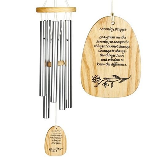 Woodstock Chimes Reflections WRSP Wind Chime, Serenity Prayer, Aluminum/Wood, Silver