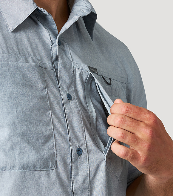 Wrangler Men's Atg Long Sleeve Fishing Button-down Shirt - Gray Xl