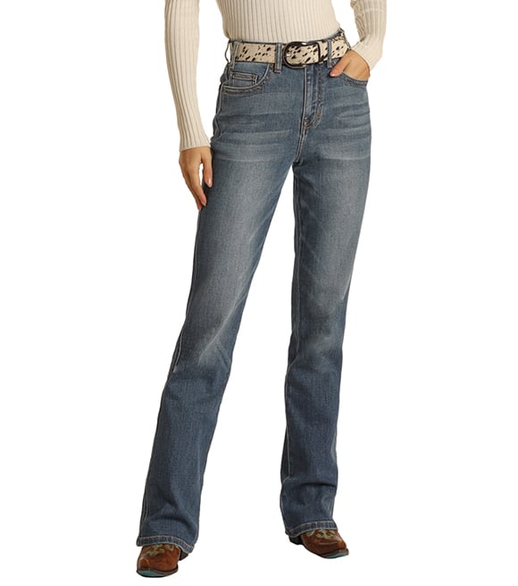 medium wash bootcut jeans