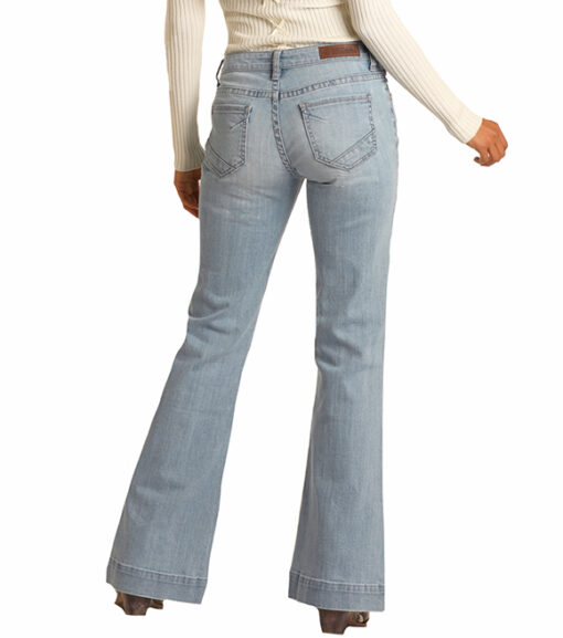 Rock and Roll Cowgirl Ladies Mid-Rise Light Wash Trouser Jean, W8M1662