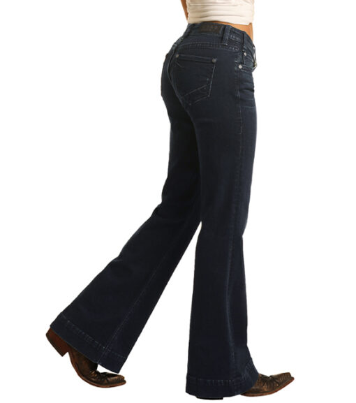 Rock and Roll, Ladies' Mid-Rise Dark Wash Trouser Jean, W8M4164 - Wilco ...