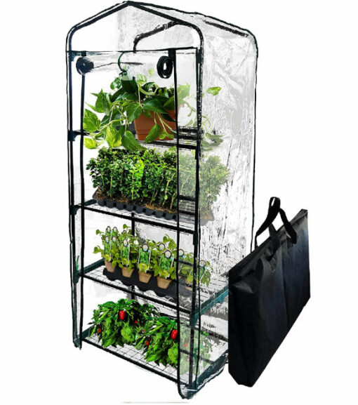 Backyard Expressions Mini Greenhouse with 4-Tier Growing Rack 27" x 19" x 63"