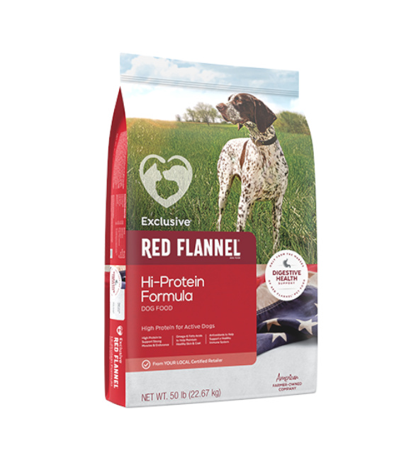 Red Flannel Hi Protein Dog Food for Active Dogs 50 lb