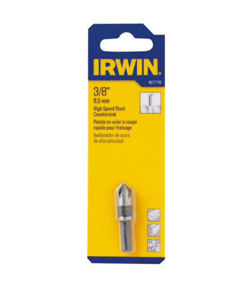 IRWIN 1877715 Countersink Drill Bit, 25/64 in L Flute, Round Shank, 1/4 in Dia Shank