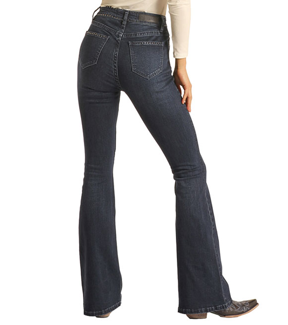 Rock and Roll Cowgirl High Rise Studded Flares, WHN2698 - Wilco Farm Stores