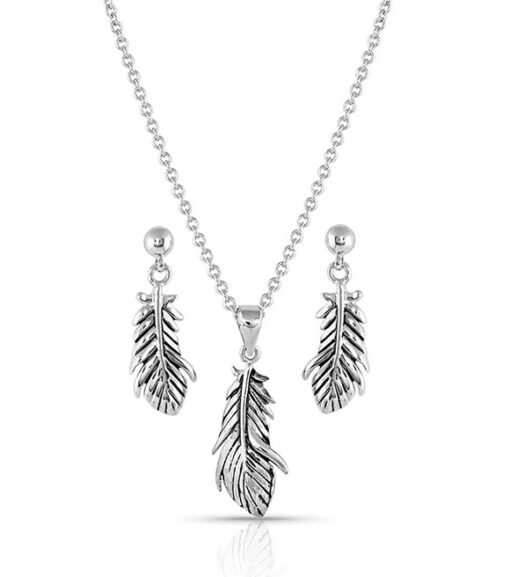 Montana Silversmiths Rebirth Silver Feather Jewelry Set, JS4933