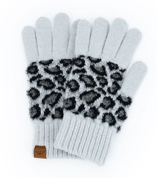 Bitt's Knits Fuzzy Leopard Print Glove, BKSLGLV