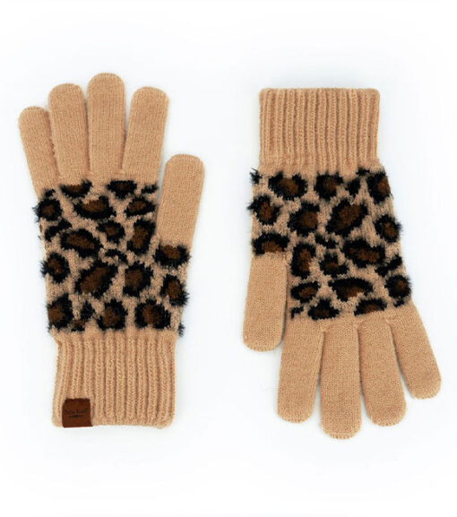 Bitt's Knits Fuzzy Leopard Print Glove, BKSLGLV