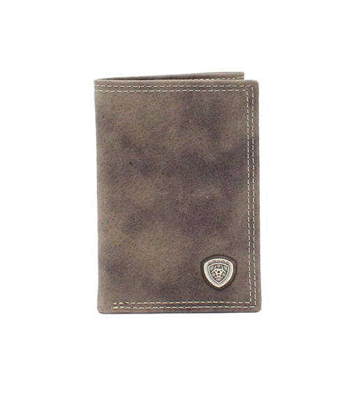 Ariat Men's Shield Concho Grey Trifold Wallet, A3544906