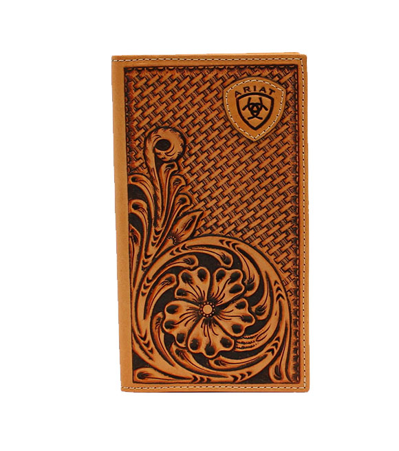 Ariat Men's Embossed Basket Weave Rodeo Wallet, A3546108 Wilco Farm