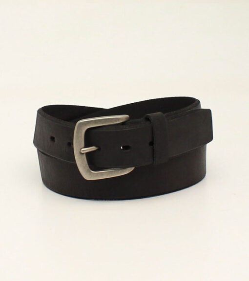 Ariat Men's Beveled Edge Embossed Logo Black Leather Belt, A1037401