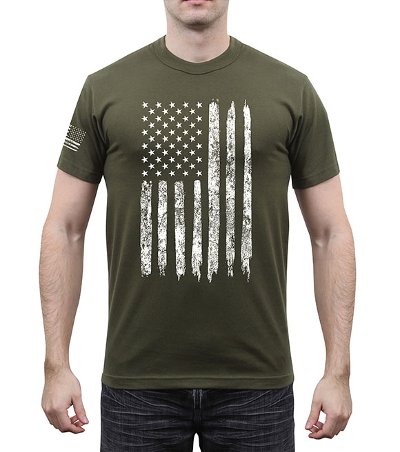 Rothco Men's Distressed US Flag Athletic Fit T-Shirt, - Wilco Stores