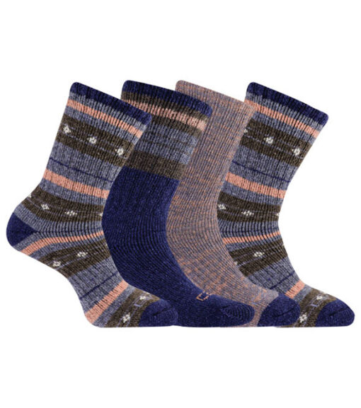 Carhartt Ladies 4-Pack Cold Weather Striped Wool Blend Socks, WA0208-4