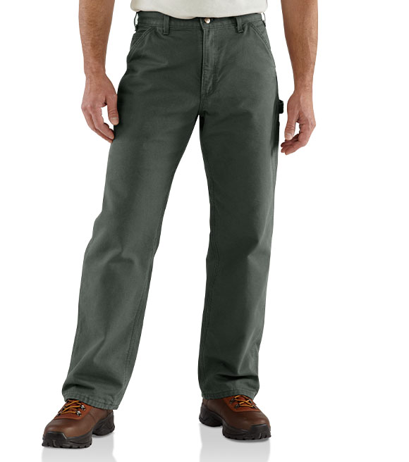 Carhartt, Men's Cotton Flannel Lined Washed Duck Dungaree Pant, B111 ...