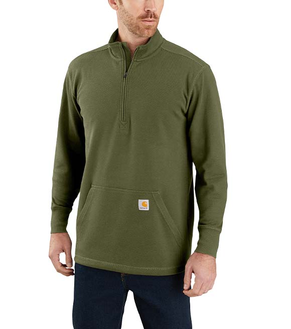 Olive Men's Fishing Fleece Thermals Base Layer 1/4 Zip Shirt and Trouser Suit