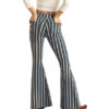 Rock and Roll Ladies High Rise Striped Bargain Bell Jean, WPB2674