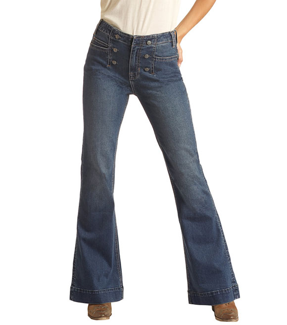 Rock and Roll Ladies High Rise Button Trouser Jean, W8H3523 - Wilco ...