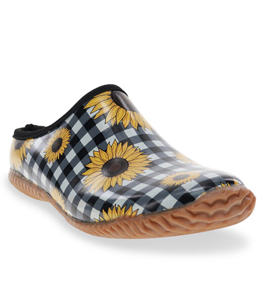 Western Chief Ladies Gingham Sunflower Garden Clog, 21205103H