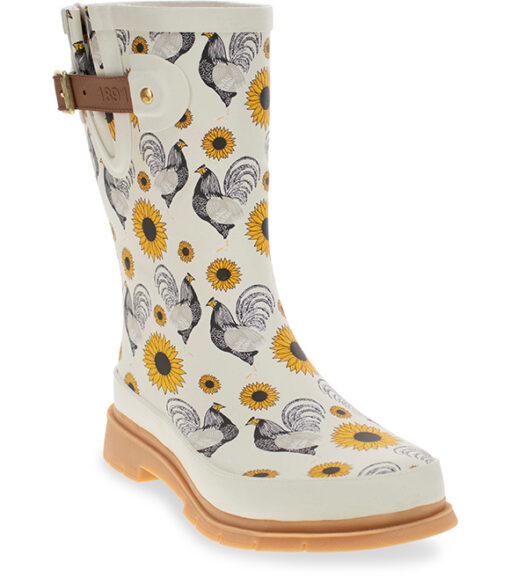 Western Chief Ladies Rooster Sunflower Mid Buckle Rain Boot, 21105200P