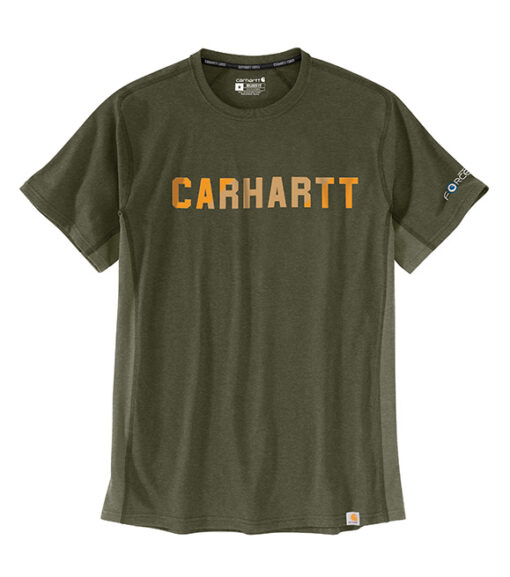 Carhartt Force Men's Relaxed Fit Midweight Short-Sleeve Block Logo Graphic T-Shirt, 105203