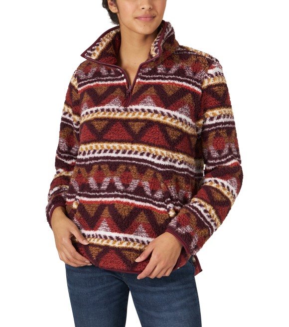 Wrangler, Ladies Berb Aztec Quarter Zip Sherpa Pullover, 112321385 - Wilco  Farm Stores