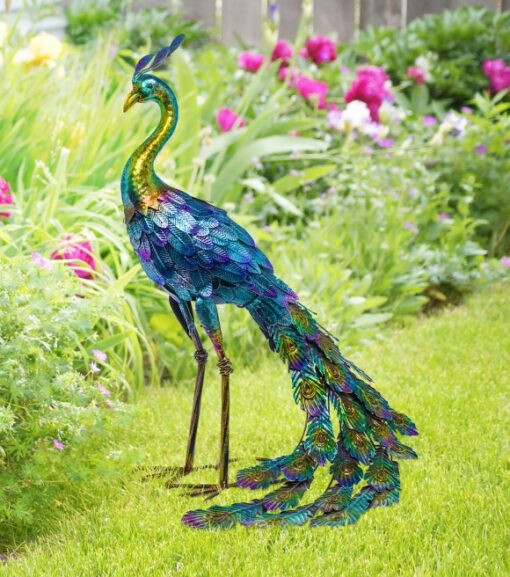 Alpine, Metal Peacock Yard Art Statue, JUM208 Wilco Farm Stores