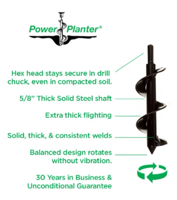 Power Planter, 3″ x 7″ Bulb Planting Auger & Bedding Plant Tool, 307