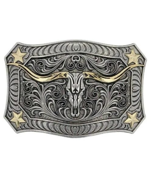 Montana Silversmiths, Tri-color Texas Longhorn Attitude Buckle, A711 