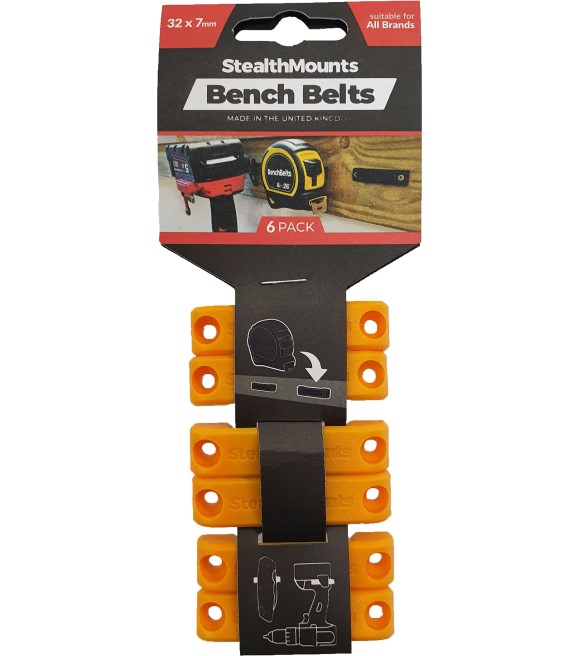 StealthMounts, Yellow Bench Belts Tool Holder 6 Pack, BBYLW6 Wilco