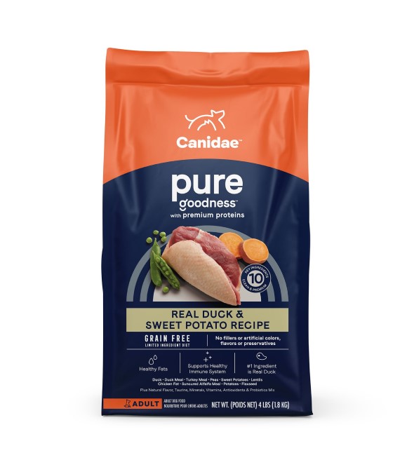Canidae, Pure Grain Free Real Duck & Sweet Potato Recipe, Dog Food