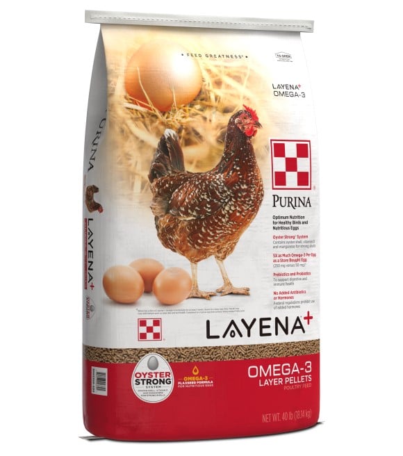 Purina, Layena + Omega-3 Layer Pellets Premium Poultry Feed