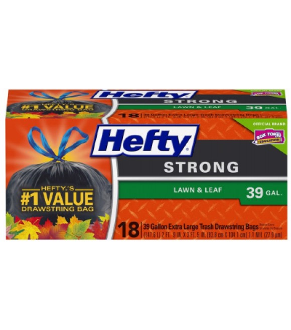 Hefty, Strong Leaf & Lawn 39 Gallon Trash Bags, 18 Count Wilco Farm Stores