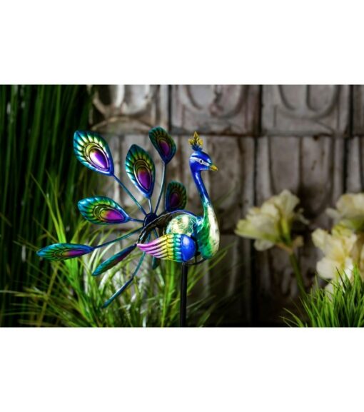 Evergreen, Solar Peacock Wind Spinner Stake, 2SP6053 Wilco Farm Stores