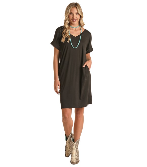 Ladies black knitted clearance dress