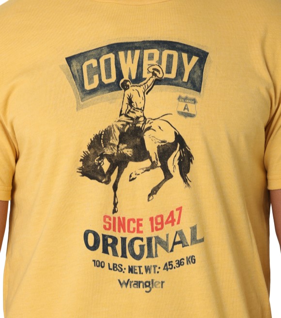 Wrangler, Men's Yellow Cowboy Seed Bag T-Shirt, 112325710 - Wilco Farm ...