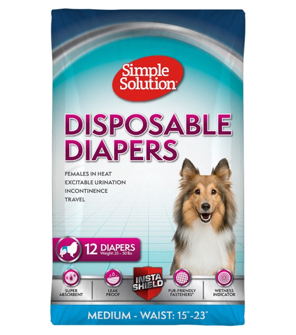 Simple Solution, Disposable Female Dog Diapers, 12 pk