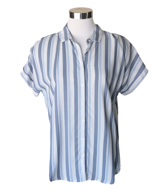 Keren Hart, Ladies' Blue Stripe Short Sleeve Blouse, 74033 - Wilco Farm ...