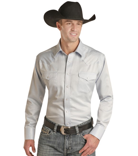 Panhandle, Men's Gray Long Sleeve Snap Shirt, PHMSOSR0AR - Wilco Farm ...