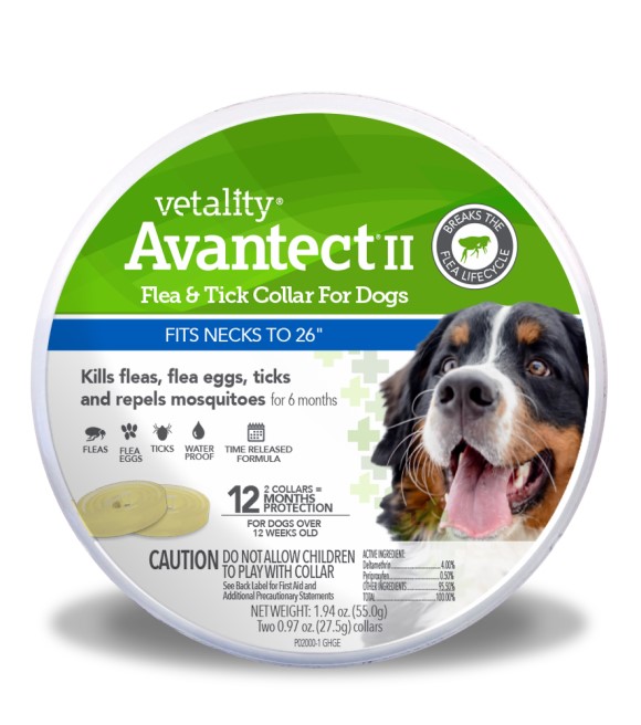Vetality, Avantect II Flea & Tick Collar For Dogs, 2 pk