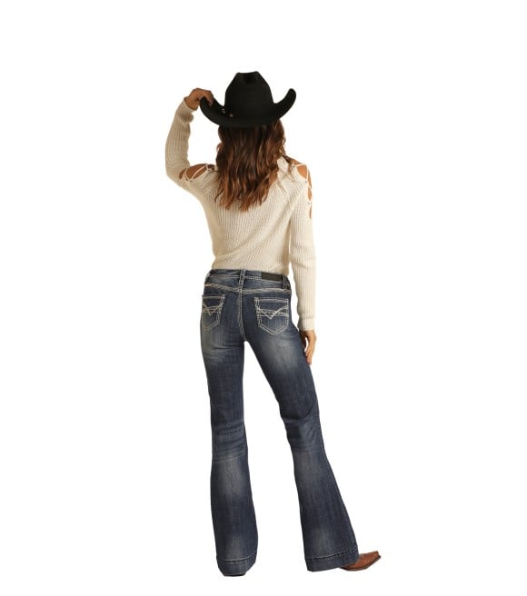Rock & Roll, Ladies Mid Rise Trouser Jeans, W8M9516
