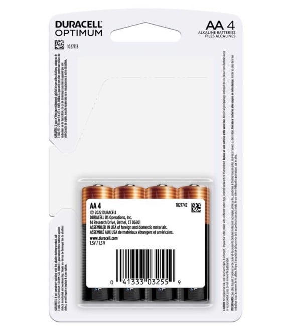 Duracell, Optimum AA Alkaline Batteries, 4 pk