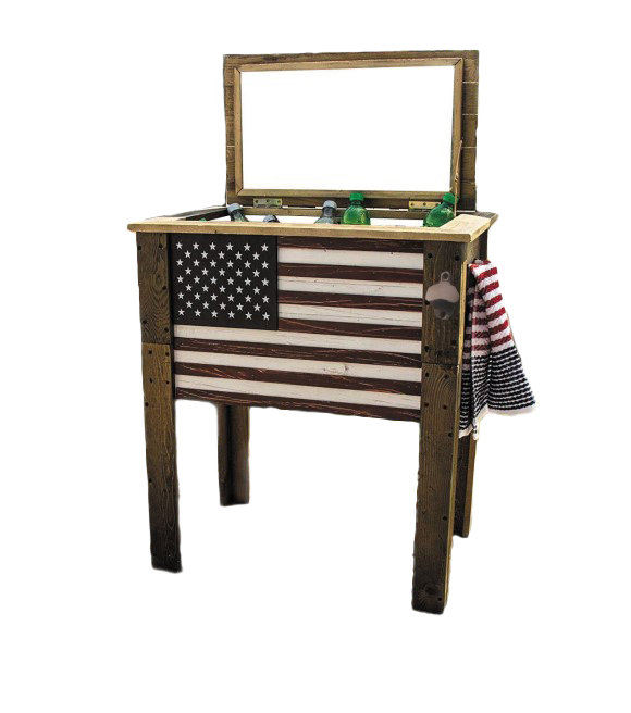 Backyard Expressions, American Flag Wood Cooler, 45 qt