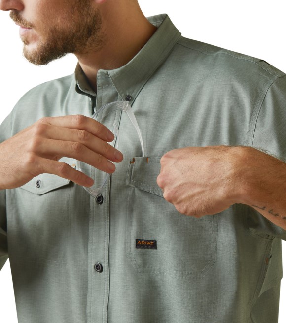 Ariat Men's Rebar Made Tough VentTEK DuraStretch Short Sleeve Work Shirt, Khaki