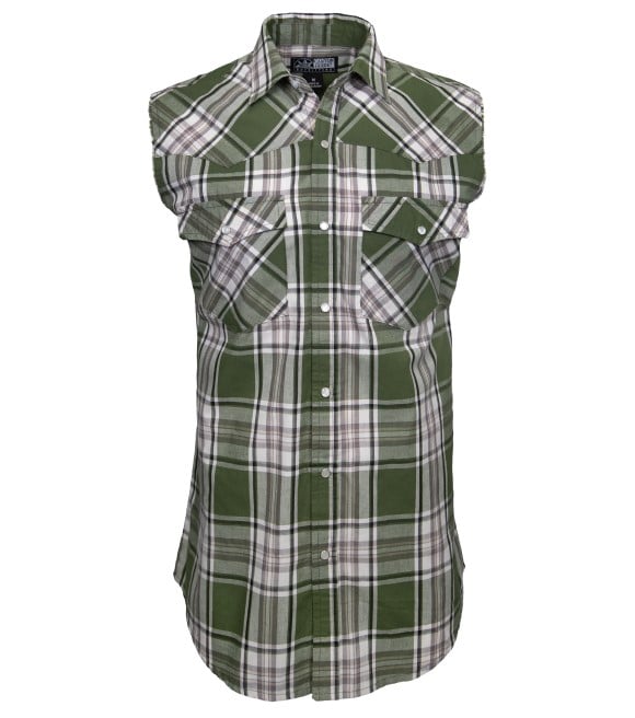 Canyon Guide Outfitters, Men's Kick Back Plaid Sleeveless Button Down ...