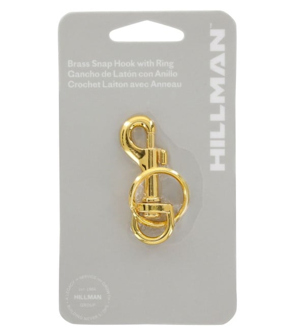Hillman, Small Brass Snap Hook with Key Ring